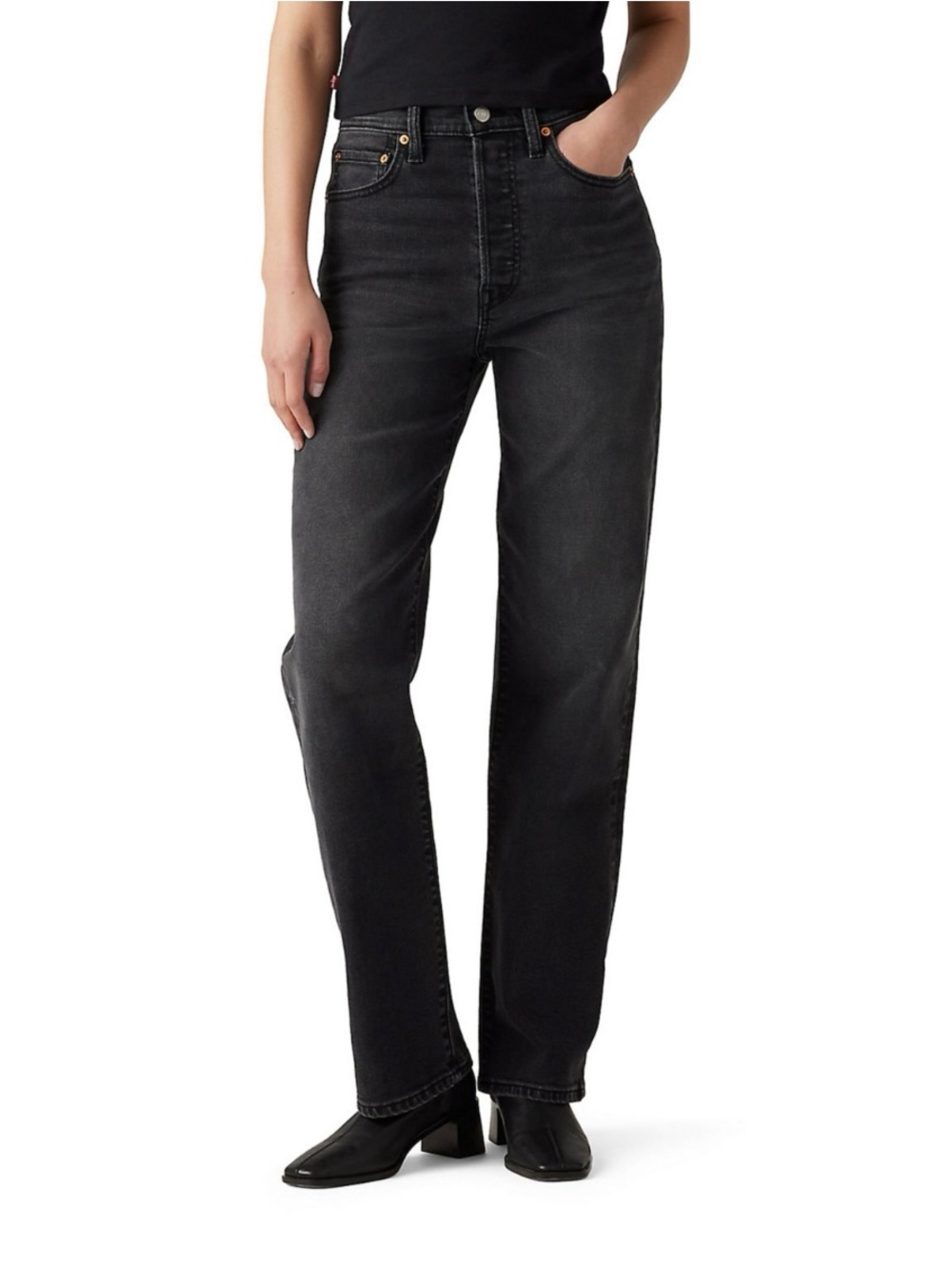 Levi's Black Straight Leg Ribcage Women's Jeans